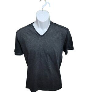 Calvin Klein Shirt, Men L, Gray and Black Stripes, Short Sleeve, Cotton, EUC